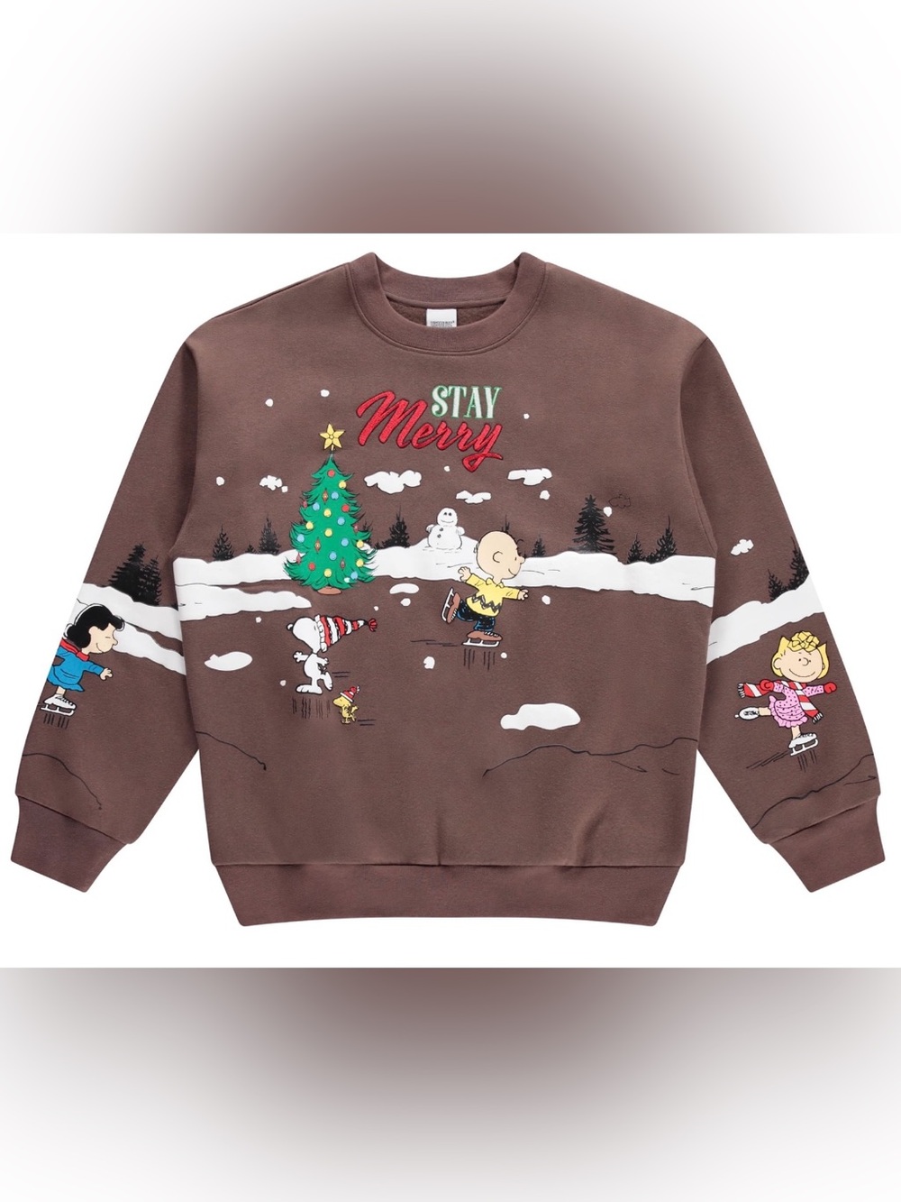 Peanuts Snoopy Brown "Stay Merry" Crewneck Sweatshirt